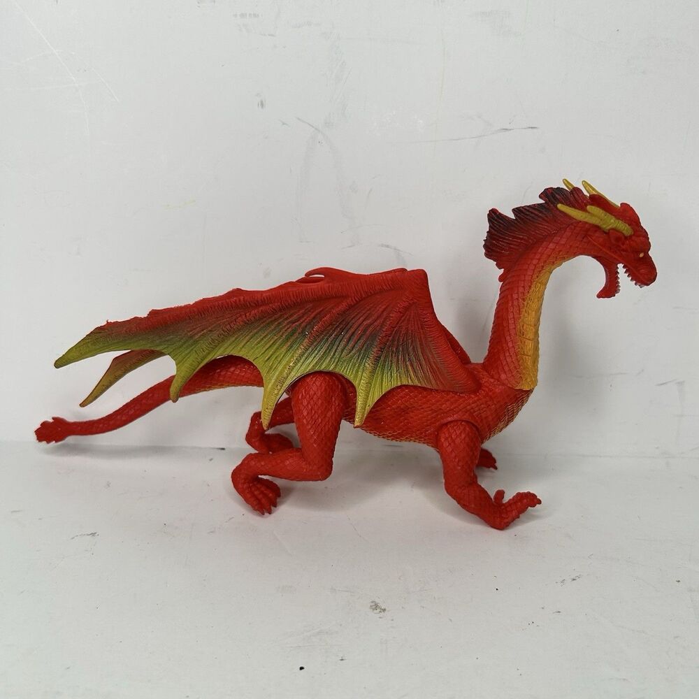 Kid Galaxy Red Winged Horned Dragon Poseable Action Figure Fantasy Toy